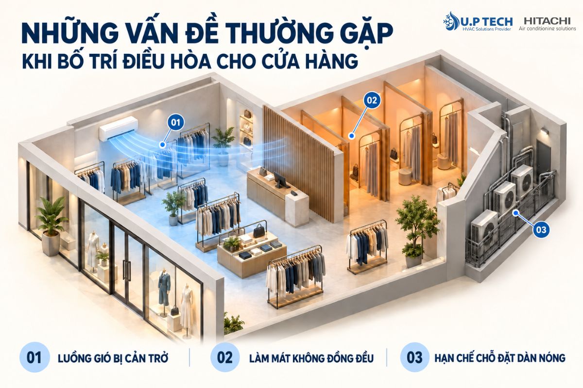 Những vấn đề thường gặp khi bố trí điều hòa cho cửa hàng